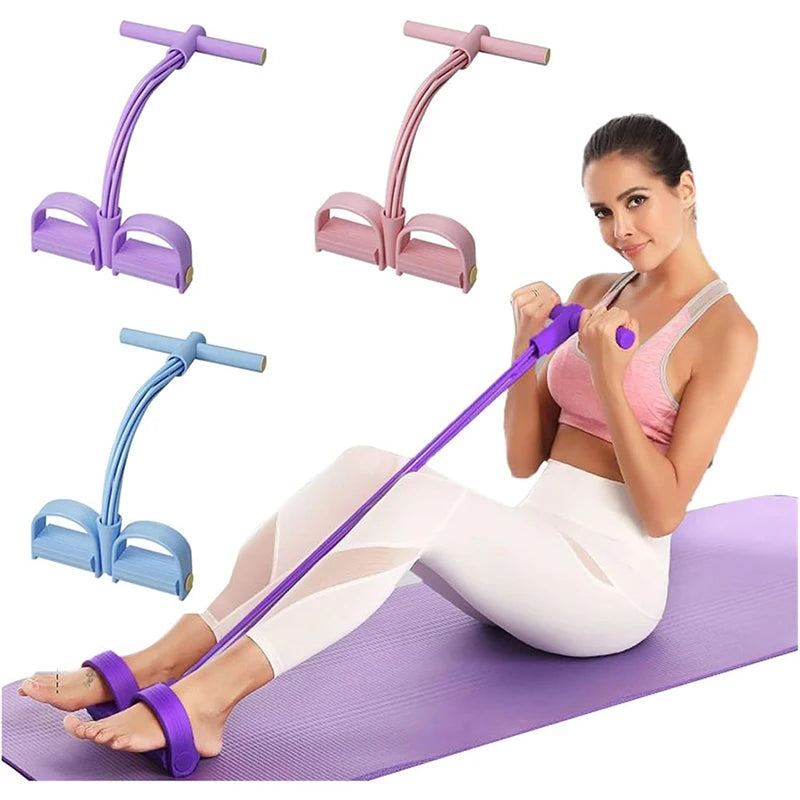 6-Tube Resistance Band with Pedal Puller – Full Body Home Workout & Weight Loss Trainer